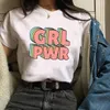 女性のTシャツの女性ガールパワーハンドフラワーフェミニスト半袖ティートップグラフィック女性レディースレディースレディTシャツTシャツ