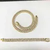 14mm Gold Chain Design for Men Iced Out Square Cuban Link Mens Chains313w