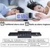 LED Digital Projection Alarm Clock Electronic with FM R Time Projector Bedroom Bedside Mute 220311