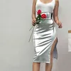 Höstskjorta Sexiga Solid Chic Pencil Skirts 2021 Nya Kvinnor Kjol Long Kjol Paket Hip Split High Waist Midi Skirt X0428