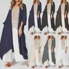 Blusas femininas Camisas Verão Celmia Long Kimono Vintage Cardigan 2022 Moda Celted Casual Solta Beach Cobertura Up Sólidos Oversized Tops