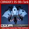 Aireler + Tank Honda CBR 600 600F3 CBR600 F3 FS CC 1997 1998 1995 1996 Beyaz Siyah Vücut 64NO.102 CBR600F3 600CC 600FS 95-98 CBR600-F3 CBR600FS 97 98 95 96 Karoseri Kiti