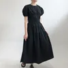 Estate Donna Vintage Abito allentato Abito coreano Casual Vita alta Elegante manica a sbuffo Lungo Maxi Vestido De Mujer 210514