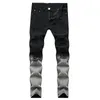 Heren jeans 2022 Buitenlandse handel Cross Border Gat Coated White Stretch Black Slim Casual Pants Fashion