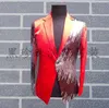 Abiti da uomo Blazer Rosso Viola Disegni da uomo Masculino Homme Terno Costumi di scena per cantanti Blazer con paillettes Abiti da ballo Abito stile giacca