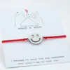 Silver Color Stainless Steel Cute Smile Bracelets Adjustable String Jewelry for Couples Friends With Card Make A Wish