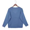 hollow out knitted sweater cardigans plus size women casual blue v neck oversized streetstyle autumn winter tops 210415