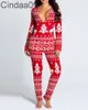 Women Jumpsuits Designer Slim Sexy Autumn Winter Button Flip Adult Pajamas Printed Christmas Long Sleeve Housewear Rompers 20 Colours