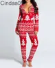 Mulheres Jumpsuits Designer Slim Outono Outono Inverno Botão Flip Adulto Pijamas Impresso Christmas Manga Longa Housewear Macacões 20 Cores