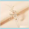 Bijoux de cheveuxPinces à cheveux Barrettes 1Pc Main Strass Pins Or Couleur Fleur Clip Femmes Coiffe Bijoux De Mariée Mariage Aessories Xh D