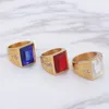 Crystal Ring Square Rhinestone Iced Golden Rings Men Hip Hop Style Smycken Mode Jul Party Gift