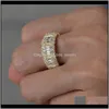 Band Jewelryluxury Micro Party Ringe Für Männer Frauen Bling Mode Hiphop Ring Gold/Weiß Gold Farbe Zirkonia Schmuck Drop lieferung 2021