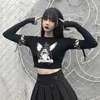 Goth T-shirt Y2K Crop Tops Kobiety Odzież Harajuku Graficzny Moto T Koszulki Vintage Punk Tees Kawaii Podstawowe Toppy 22188P 210712 \ t