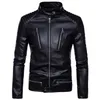 Mens bomber jackor mode män faux läder kappa dragkedja överrock motor jacka motorcykelcykeler punk man märke topp kolhing 211008