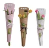 Gift Wrap Portable Single Flower Rose Box Kraft Paper Floral Bouquet Wrapping Flowers Gifts Packaging Bags Cases SN6235