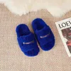 2021 Mężczyźni Płaskie Ciepłe Sandały Zimowe Sandały Slipper Kobiety Haftowane List Kapcie Wełny Top Projektant Para Hand-Sewn Deer Włosy Slajdy z pudełkiem Duży rozmiar 35-46