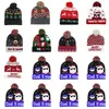 Beanie/skull Caps 10 Style Led Christmas Knitted Hats 23*21cm Kids Mom Winter Warm Beanies Deer Santa Claus Crochet Zza3338