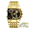 Armbandsur oulm Big Dial Watch Men Male Gold Wrist Square Golden Chronograph Watches Relogio Masculino 2021285w