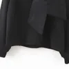 Felpa con patchwork in organza elegante da donna Colletto con papillon alla moda Felpa con cappuccio pullover nera Elegante top casual a maniche lunghe 210414