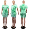 Zocttuo Women Tie Dye Club Two Piece Set V-Neck Koszulka Koszulka Spodnie Spodnie 2021 Moda Letnia Krótki Rękaw Casual 2 Ustawia damskie dresy