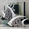 Silver Plated Bouble Couple Kiss Fish Vase Modern Novelty Items Europe Ceramic Furnishing Articles Office Home Livingroom Ornament3122668