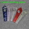 Crystal Quartz Amethy Pipe Portable Smoking Natural Cigarette Stone Tobacco HandPipes With Metal Bowl Meshes Household pipes