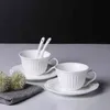 Pires de copo de café europeu com colher conjunto branco caneca de chá jantar Leite Latte Cups Wedding Utensílio Kubek Household Products DF50BD