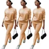 Khaki Strick Langarm Pullover Top + hoch taillierte Hose gerade Hosen Mode 2 Stück Outfits Büro Dame passende Sets 210525