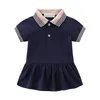 Baby Girls Dress Short Sleeve Pleated Shirt Skirt Children Casual Designer Clothing Kids Clothes2057062