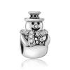 Fits Pandora Original Bracelets 20pcs Snowman with Clear CZ Charms Beads Silver Charms Bead For Women Diy European Necklace Jewelry