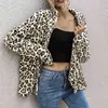 High Street Woman Warm Jacka Höst Vinter Mode Tjocka Kvinnors Leopard Jackor Fleece Fur Plush Warm Jackor Coats 210514