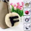 Fluffy Fur Pom Keychain Soft Faux Rabbit Fur Ball Car Keyring Pompom Letter A-Z Key holder Women Bag Pendant Jewelry Gifts G1019