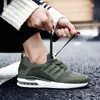 Unisex Air Cushion Mesh Breathable Sport Running Shoes Men Army Green Spring Autumn Walking Trainers Women Athletic Sneakers H1115