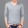 2020 Nouvel An Casual Wear Col V Solide Pull Pull Pull Blanc Coréen Mode Slim Fit Pull Mâle Plus Taille M ~ 3XL Y0907