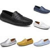 leather peas men's casual driving shoes soft sole fashion black navy white blue silver yellow grey footwear all-match lazy cross-border 38-46 color52