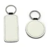 Porte-clés blanc par sublimation, carré, rond et cœur, en PU, accessoires de mode, vente en gros, DIY bricolage
