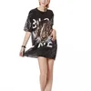 PERHAPS U Women Black Gold Silver O Neck Short Sleeve Sequined Tiger Letter Loose Tee Tops Women Shirt Summer B0701 210529