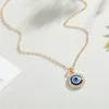 Turkish Crystal Evil Eyes Pendant Necklace For Womens Jewelry Gold Color Clavicle Chains Necklaces