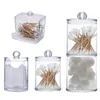 Förvaringspåsar akryl kosmetisk arrangör Bomullspinne Qtip Box Container Makeup Pad Smycken Holder Candy