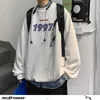 NEPLOHA COREANO 1997 Carta Impresso Moletons Homens Outono Casual O Neck Man Baggy Hoodies Oversized Tops Homens Roupas 210818