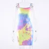 Multi Color Print Sexy Bodycon Mini Dress Kvinnor Sommar Spaghetti Strap Ärmlös Off Shoulder Fashion Club Party Dress Vestidos 210507