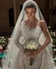 More Pearls One Shoulder Wedding Dresses Luxurious Lace Appliques Bridal Gown Custom Made With Detachable Train Robes De Mariée
