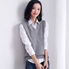 Pull Sans Manche Spring Fall Корейский стиль студент V-образным вырезом вязаные жилетки девушка повседневная пуловер серый черный Chalecos Para Mujer 210604