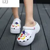 여름 여성 플랫폼 정원 샌들 만화 과일 슬리퍼는 소녀 비치 신발을위한 슬립 패션 슬라이드 야외 y0412