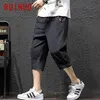RUIHUO Lino Pantaloni casual Uomo Moda Pantaloni sportivi Pantaloni da uomo Streetwear giapponese Pantaloni Hip Hop Abbigliamento M-5XL 210715