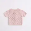 Infant Coat Summer Brand Baby Girls Cardigan Toddler Sweater Hollow Out Belt Fashion Cute Knitted Jacket 210429