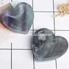 Polerowany Naturalny Rainbow Fluoryt Chakra Kamień Ashtray Reiki Healing Quartz Crystal Rock Gemstone Heart Bowl do metafizyki, Medytacja, Wicca, Dekoracja lub prezent