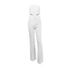 Elegante bianco da donna 2 pezzi Set senza spalline senza maniche Crop Top e pantaloni lunghi a zampa Due set Sexy Lady Skinny Outfits 210603