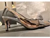 Mode High Heel Plessed Toe Dames Sandalen Metal Color Ridestone Pumps Slippers Dames feestschoenen