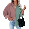 Women's Jackets Women's 2022 Women Corduroy Jacket Coat Autumn Casual Lapel Single-breasted Color Blocking Blouse Loose Outerwear Chic